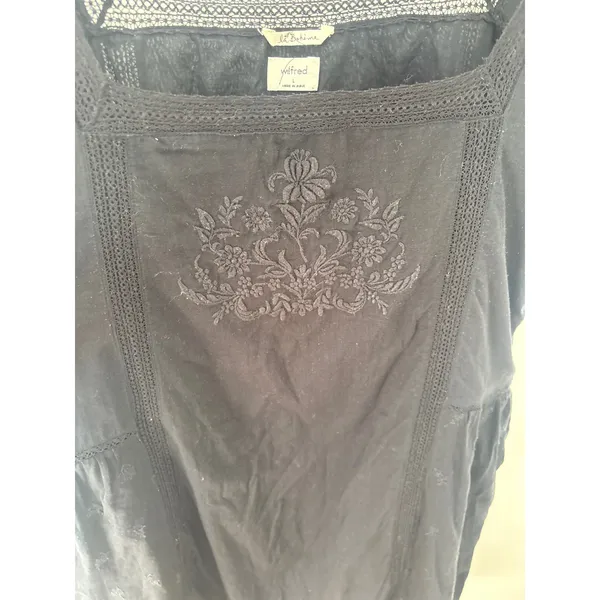 Wilfred Aritzia‎ La Boheme Black Embroidered Crochet Lace Mini Dress Womens L - Image 3