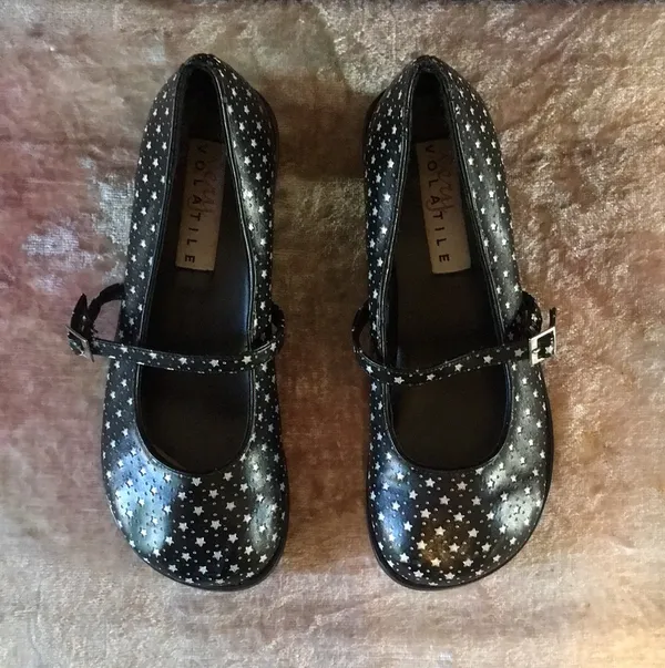 Very Volatile Black White Stars ⭐️ Mary Janes EUC 7.5 - Image 5