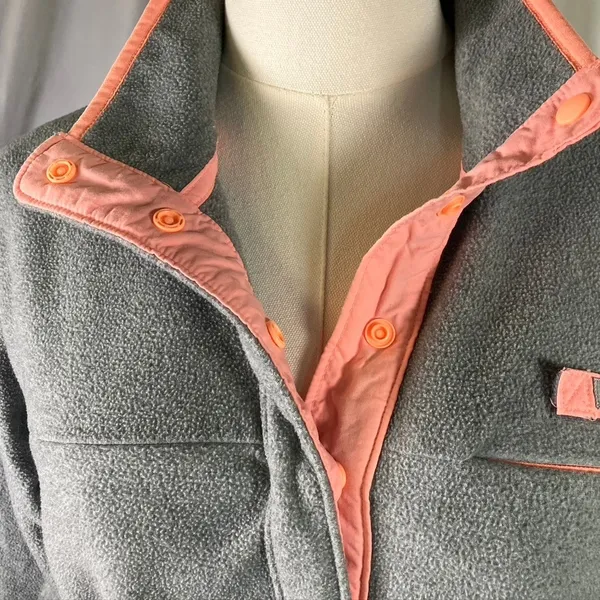 Columbia PGF Womens‎ Gray Fleece Pullover Coral Trim Fishing Gear Mock Neck - Image 2