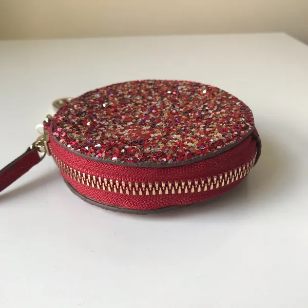 New York & Company Glitter Round Zipper Pouch Bag Charm Key Chain, NWT - Image 3