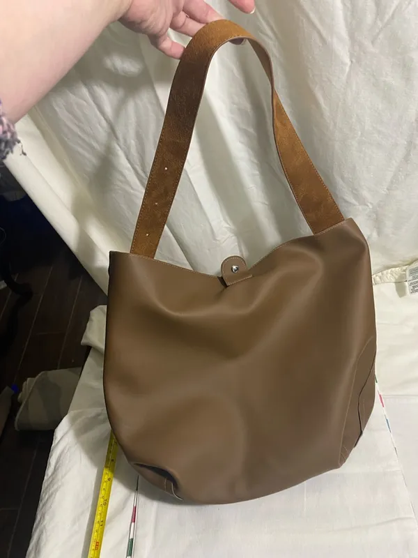 Reversible Brown Suede Shoulder Bag tote bag - Image 6