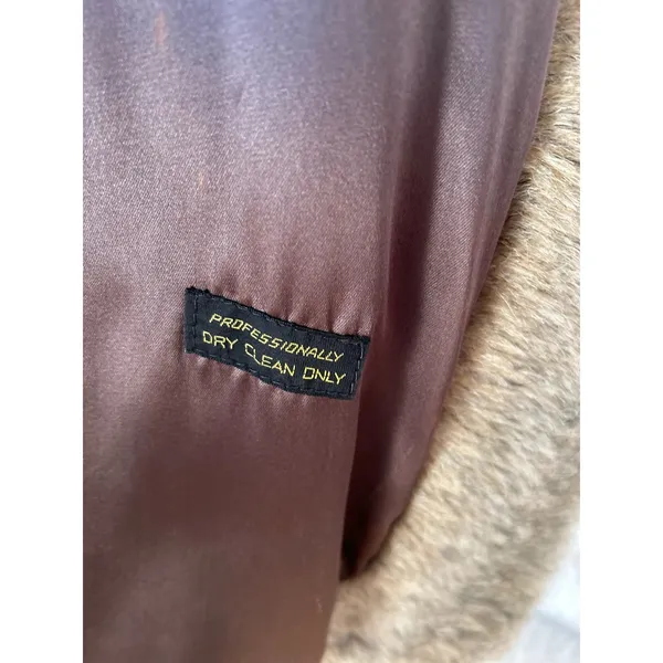 Vintage Faux Fur Taupe Brown Toggle Button Hooded Coat - Image 5