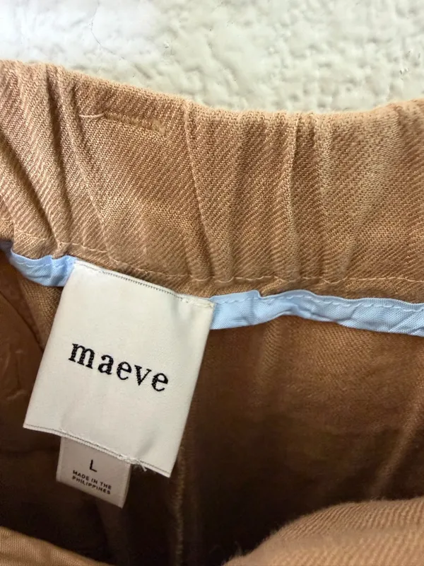 Anthropologie Avery Pleated Wide Leg Trousers‎ Linen Edition Khaki Womens Size L - Image 7