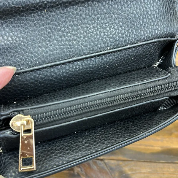 Black Textured Faux Leather Small Satchel Handbag Purse 8 x 6.5 Inch - Image 9