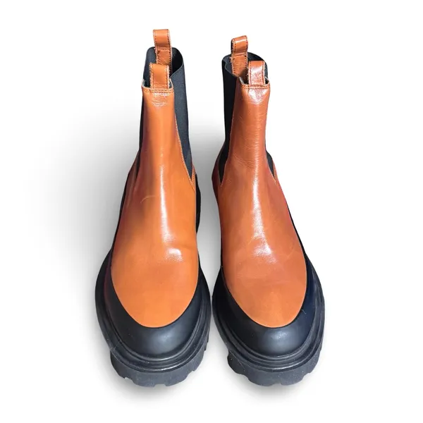 AllSaints Harlee Tan Brown Leather Lug Sole Chelsea Boots Size 8‎ Statement - Image 5
