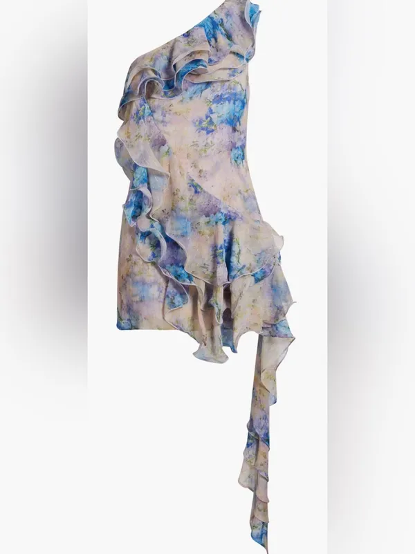 NEW Elliatt Briony Floral One-Shoulder floral blue Minidress Sz M - Image 4