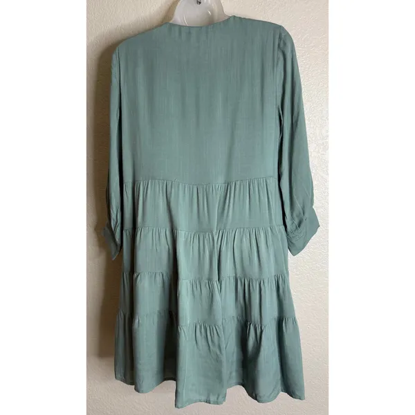 Magnolia Boutique Small Dress‎ Sage Green Embroidered Tiered Babydoll Boho Chic - Image 3