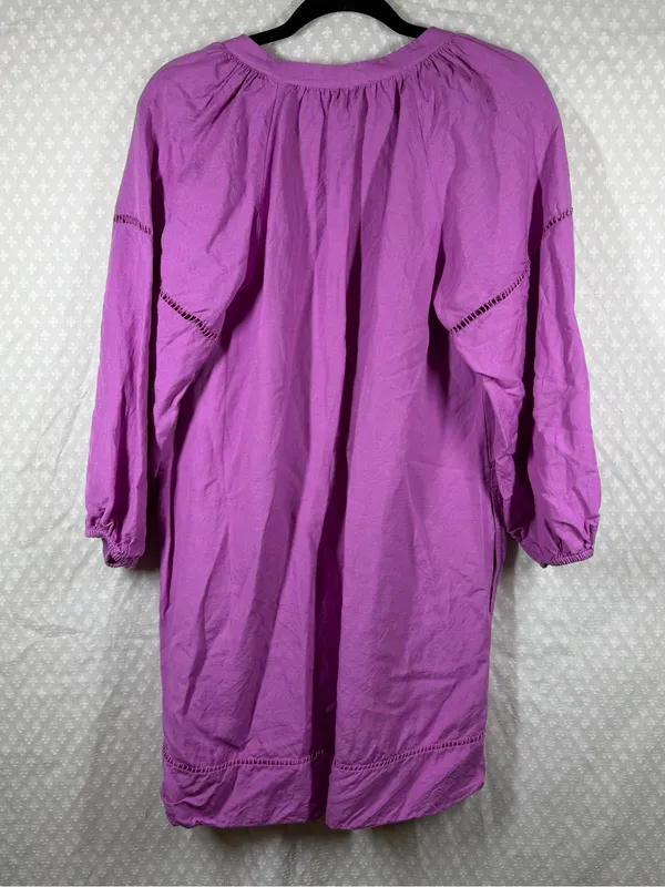 Loft Pink Linen Blend Long‎ Puff Sleeve Dress - Image 6