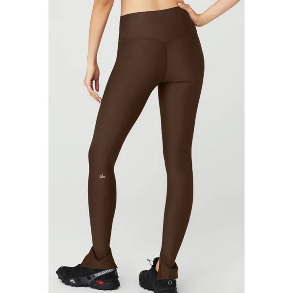 Alo High-Waist Airlift Elongated Leggings Espresso Hi-Rise Waisted Split Hem XXS - Image 2