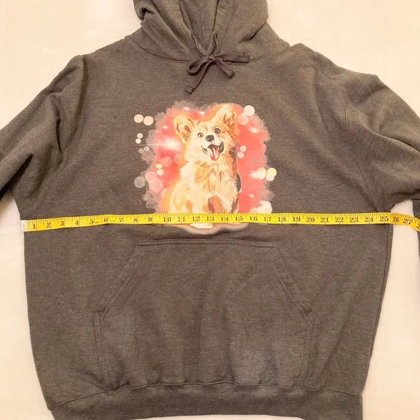 Corgi Cutie Charcoal Gray Hoodie Size Large EUC - Image 5