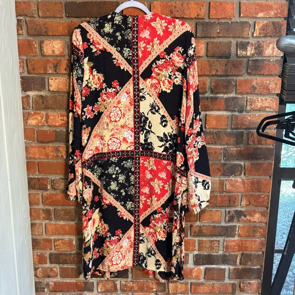 B.O.G Collective womens high hopes long sleeve boho festival kimono black M/L - Image 5