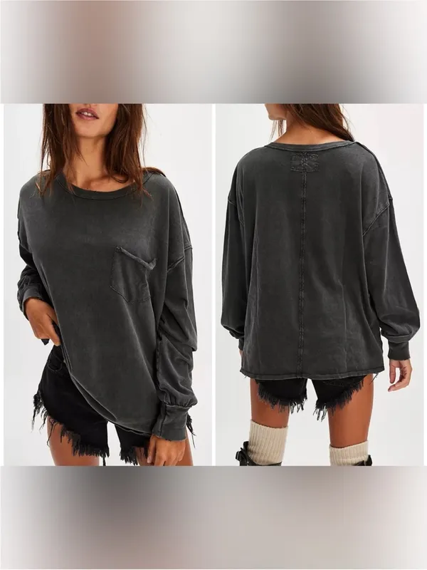 NWOT Free People We The Free Fade Into You Tee - Metal Stiletto washed black - M - Image 2