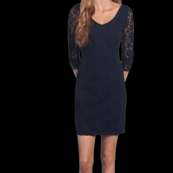 abercrombie and fitch dress Black‎ Dress Lace Sleeves Lace Panel small - Image 3