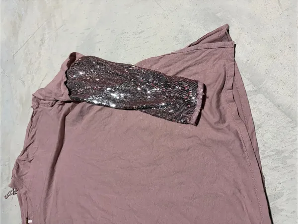 Free people sequin sleeve Rose Pink Long Sleeve Top XS - Image 3