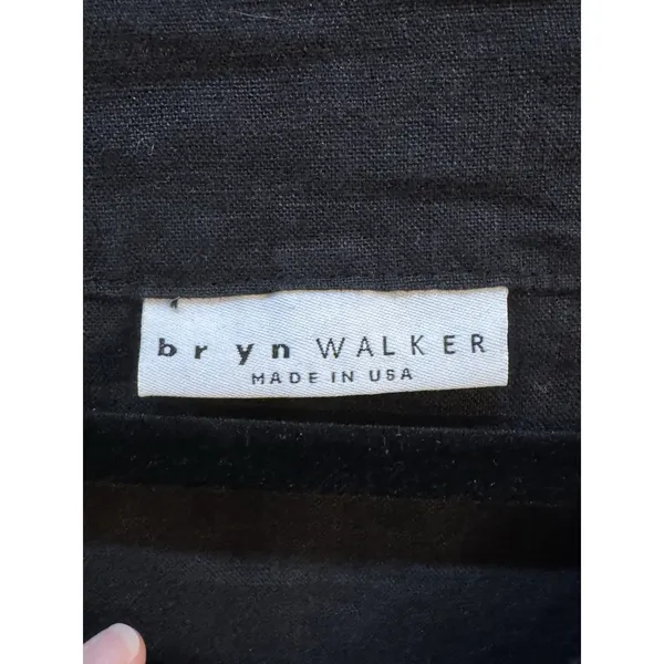 Brynn Walker 100% Linen Popover Lagenlook Blouse Top Size Small Black - Image 4