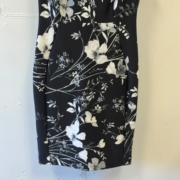 Calvin Klein Womens Black White Floral Sleeveless Scuba Sheath Dress Size 6 - Image 4