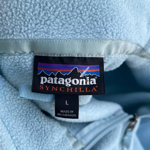 Patagonia Classic Synchill Marsupial Light Blue Pullover Women’s Sweater Sz L - Image 7