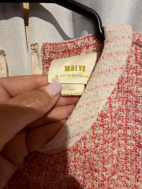 Maeve by Anthropologie Pink and White Tweed Sleeveless Mini Dress - Image 2