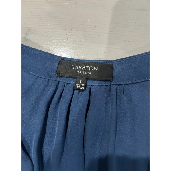 Babaton Silk Dress Sleeveless Drawstring Waist‎ Casual Blue Size S - Image 2