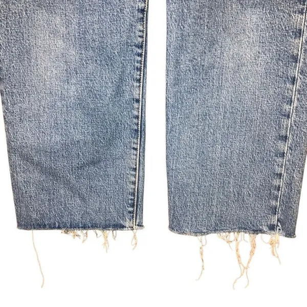 Levi’s medium wash rib age straight Jean non ripped raw hem button fly #759 - Image 6