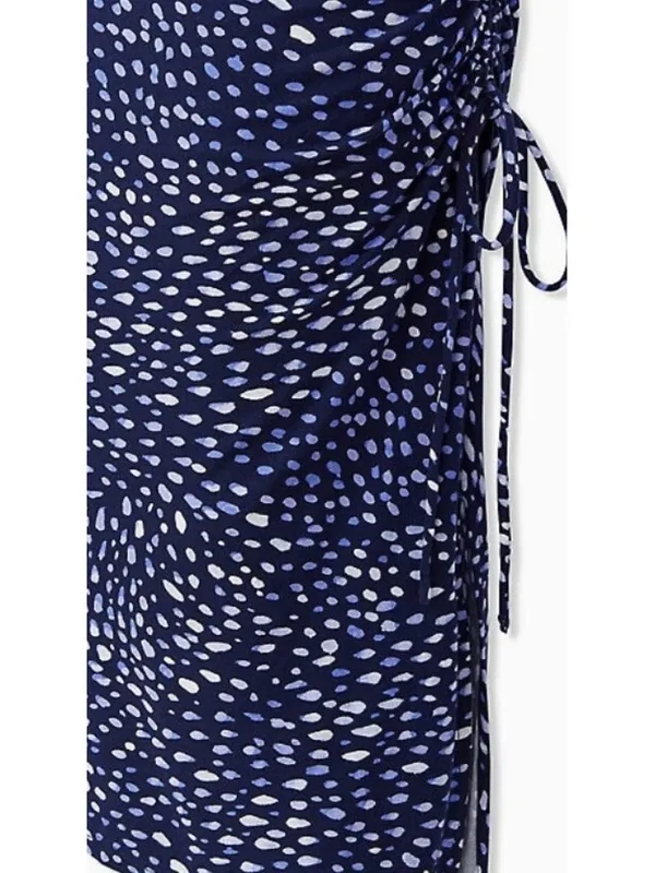 NWT Torrid Womens Plus Size 3X Super Soft Blue Ditsy Dot Drawstring Midi Dress - Image 6