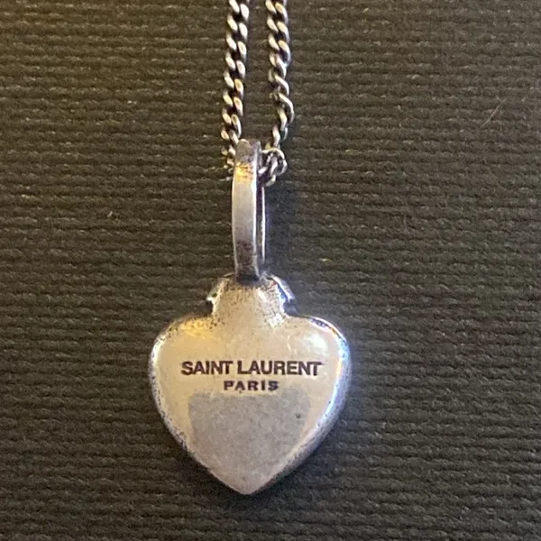 Saint Laurent Victorian Heart Charm Necklace in Metal - Image 4