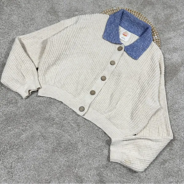 Daily Practice by Anthropologie Knit Lounge Set Sweater Cardigan & Shorts M - Image 3
