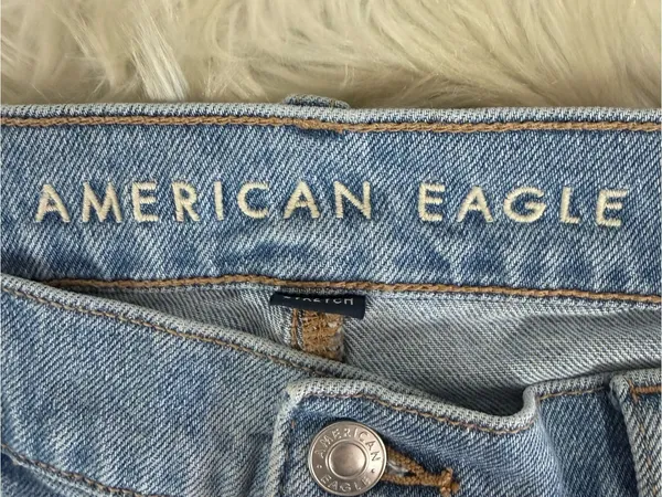 American Eagle Super High Rise Straight Jeans Size 10 Regular Light Wash Stretch - Image 3