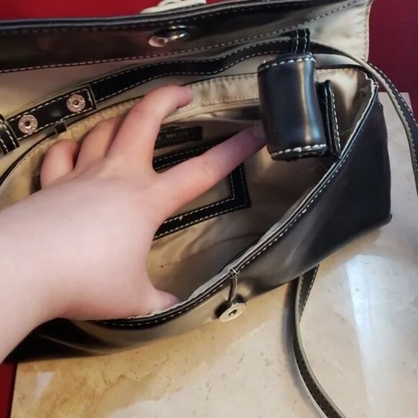 Nine West Black Shoulder Bag with Built In Cell Phone Holder - Image 5