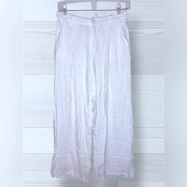 SOLAI Women’s Effortless Flowy Linen Boho Breezy Palazzo Pants - Image 2