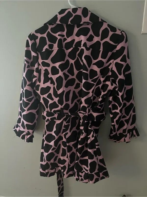 HeartSoul Black Trench Coat with Pink Spot Pattern - Image 6