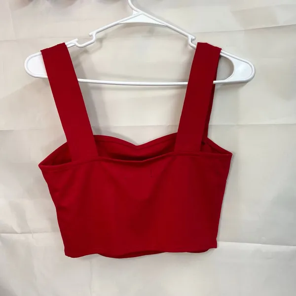 Urban Outfitters women's red‎ thick strap cropped stretch basic cami tank top S - Image 6