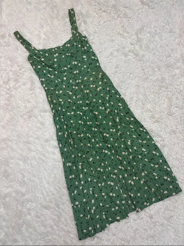 Reformation “Persimmon” green floral dress 2 - Image 4