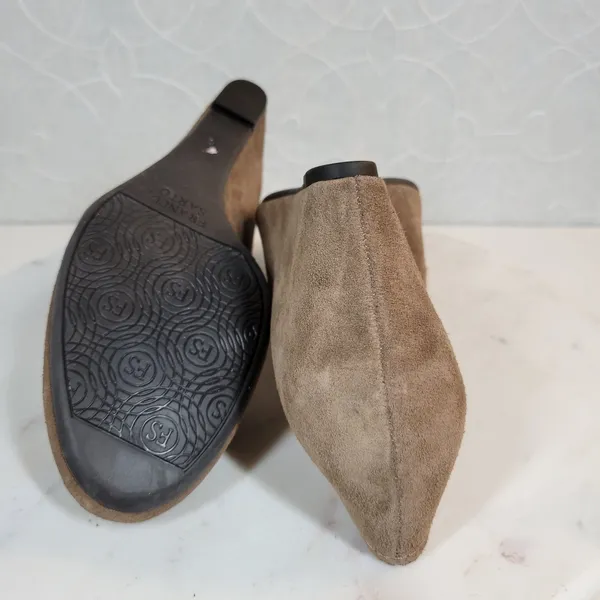 Franco Sarto Womens Zaina Shoes 8 Tan Suede Leather Wedge Slip On Round Toe - Image 8