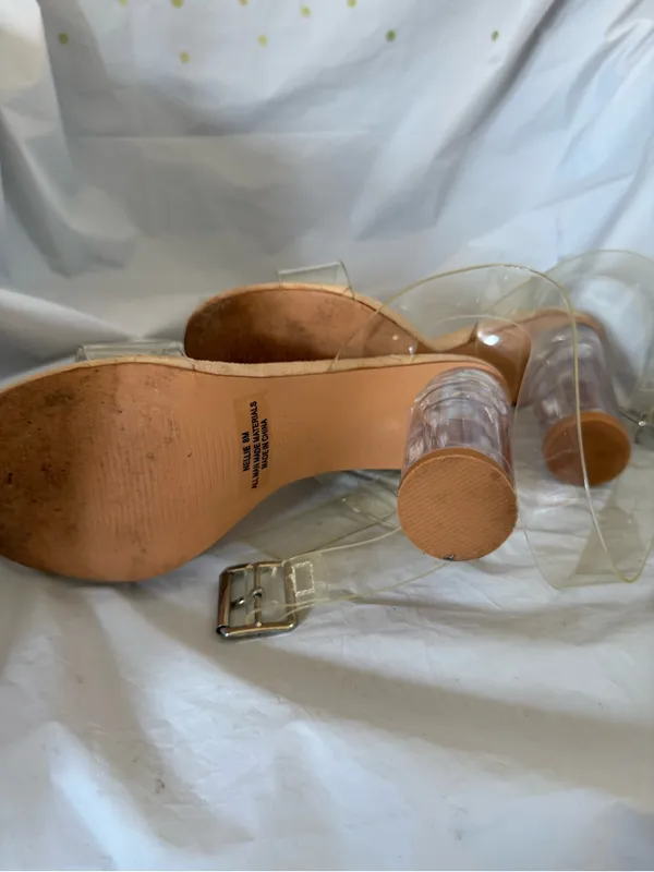 Cushionare Clear Strap Beige Suede Slide Mules - Image 5