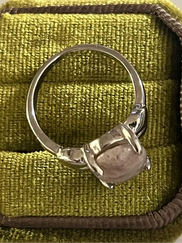 Elegant/Classic Titanium Steel Silver Purple Gemstone & Heart Accents Ring S 9 - Image 4