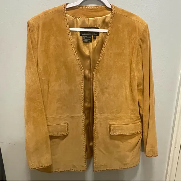 Terry Lewis Classic Luxuries Women's Tan Suede Jacket Lined GORGEOUS- Size L - Image 12