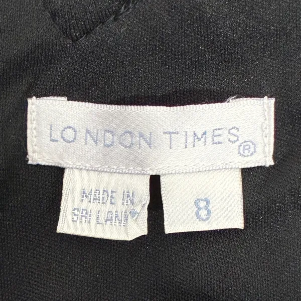 NWT London Times Floral Ruffle Sheath Dress Womens 8 Black Knit Modest Church - Image 6