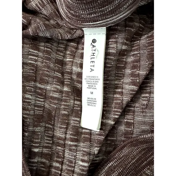 Athleta Brown and White Revolve Cardigan V Neck Medium - Image 2