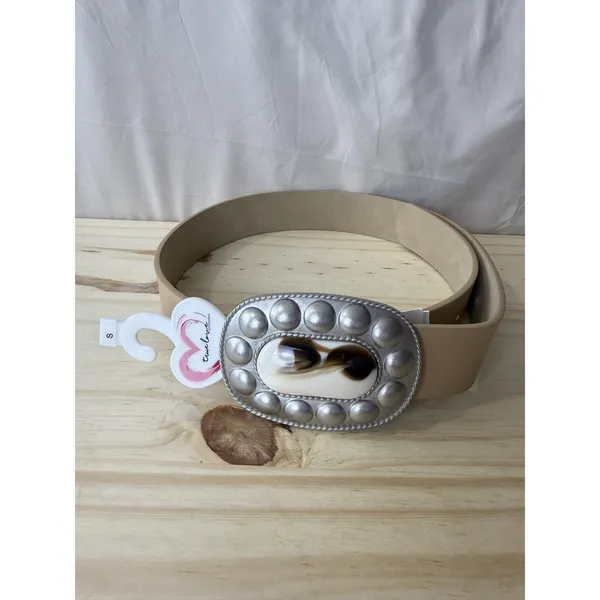 NWT True Love Western Tan Belt Silver Buckle Boho Cowboy Women’s Size S - Image 2