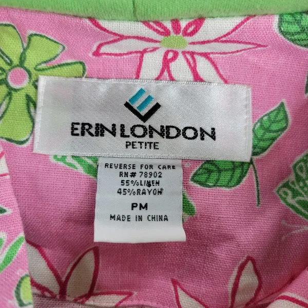 VTG Erin London Petite Pant Set Womens PS/PM Pink Green Floral Full Zip Hood - Image 2
