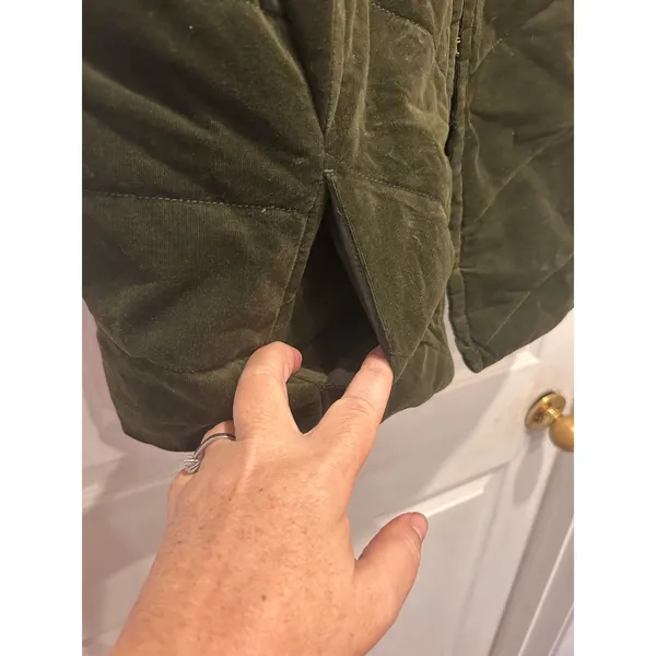 Democracy Womens Large Olive Green Quilted Velvet Puffer Vest Cottage Granola - Image 4