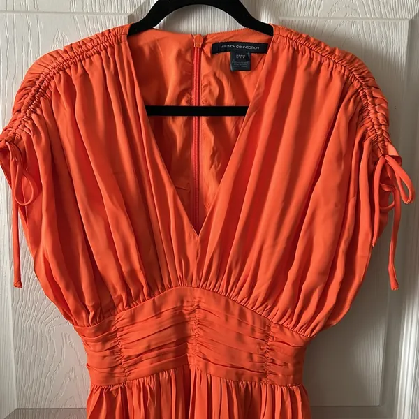 French Connection‎ Audrey Autumn Wedding Guest Maxi Whimsical Dress Mandarin Orange Jewel Tone Sz 6 - Image 7