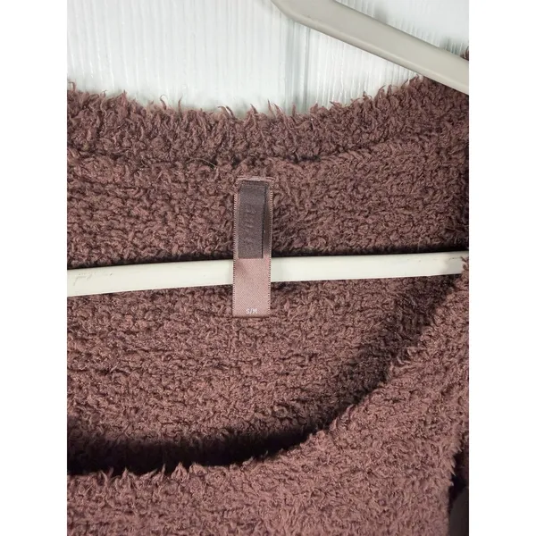 Skims Size S/M Reddish Brown Teddy Bear Sherpa Textured Pullover Crop Top - Image 2