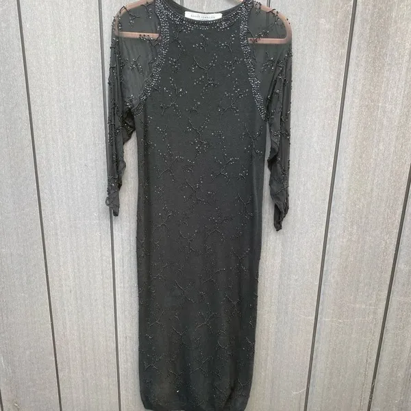 Vintage Nancy Johnson Lambswool Beaded Dress Black Size XS - Image 7