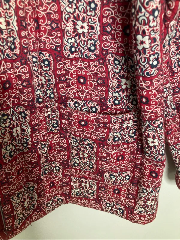 Source Unknown Red Patterned Open-Front Blazer Jacket Quilted Boho - Image 5