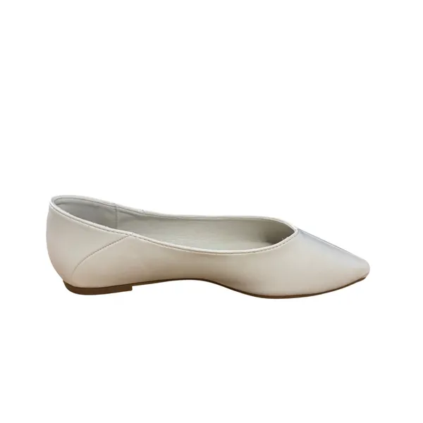 Tahari Flats 6.5 Paris Off White Pointed Toe Vegan Leather Ballet Shoes - Image 5