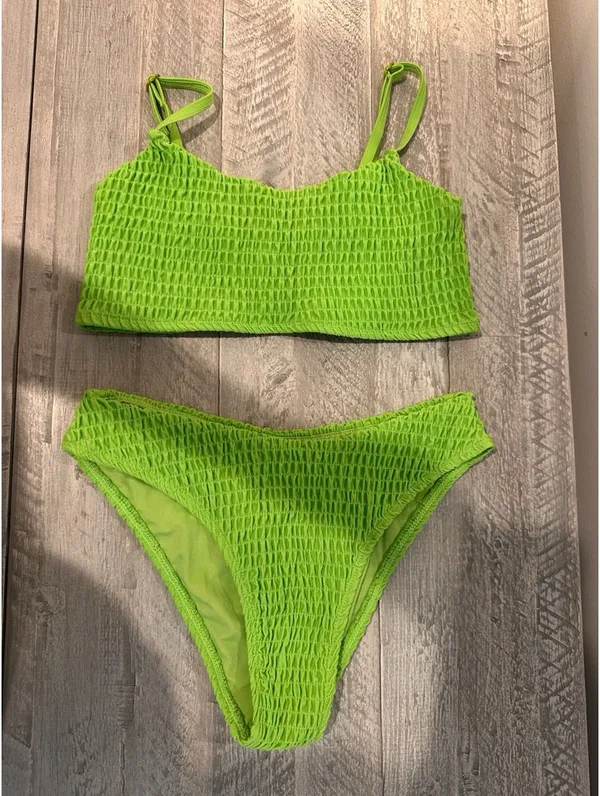 Mosmann Neon Green Smocked Two-Piece Bikini Set - Women's Swim - Image 3