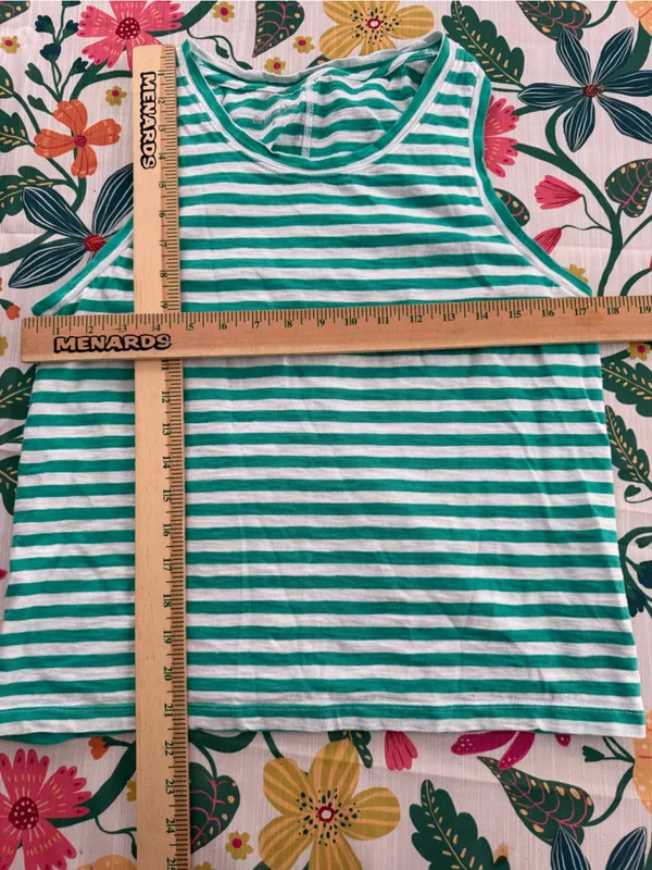 J. Crew Factory Green and White Striped girlfriend Tank Top size medium - Image 7