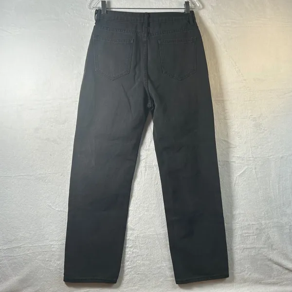 Black Distressed‎ Ripped Jeans Women's Size S Wide Leg Baggy Denim Pants - Image 5